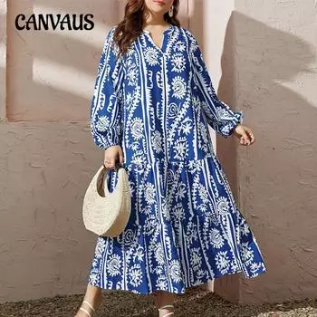 Весенне-осеннее женское платье больших размеров с принтом «Темперамент» с V-образным вырезом и длинными рукавами Длинное платье 0XL бордовый