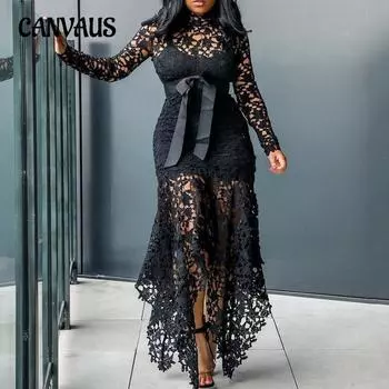 Весенне-осеннее женское платье, кружевное платье с длинными рукавами и лацканами, нерегулярные платья S белый