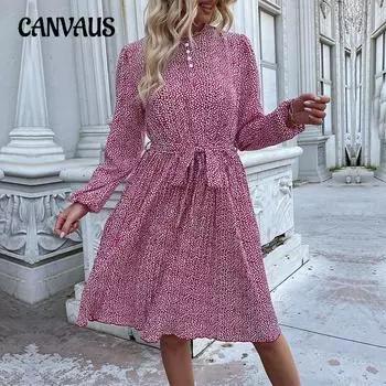 Весенне-осеннее женское платье, модные красные платья с длинным рукавом и плиссированным принтом S бордовый