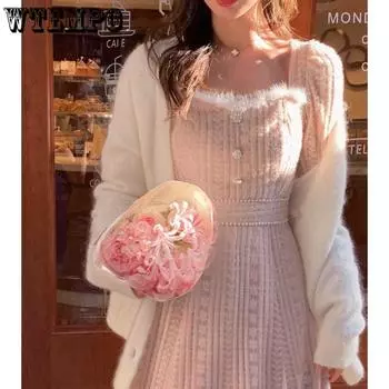 Весенне-осеннее женское платье Нежное сказочное платье First Love French Royal Sister Wind Кружевное платье Женское осенне-зимнее облегающее платье