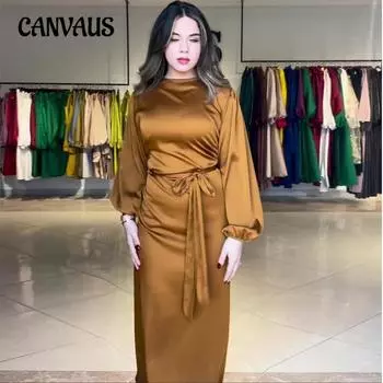 Весенне-осеннее женское платье, однотонное свободное платье большого размера, темпераментные элегантные платья, длинные платья S