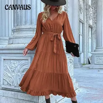 Весенне-осеннее женское платье, однотонное темпераментное элегантное плиссированное лоскутное платье с длинными рукавами S синий