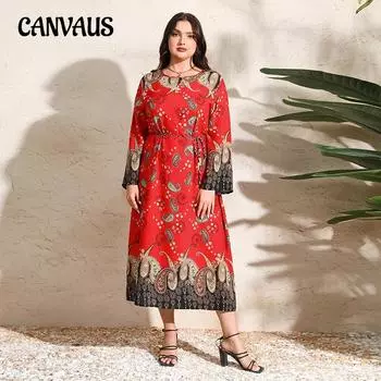 Весенне-осеннее женское платье, платья больших размеров с длинными рукавами, винтажные длинные платья 1XL