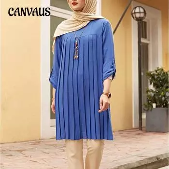 Весенне-осеннее женское платье, повседневное плиссированное свободное платье с длинным рукавом и круглым вырезом, большие размеры S зелёный