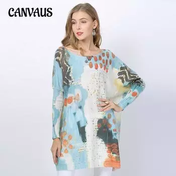 Весенне-осеннее женское платье размера плюс с одним лацканом, свободный пуловер с принтом, свитер средней длины One Size белый