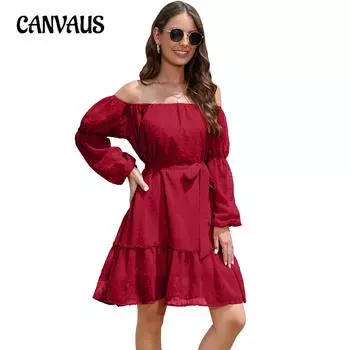 Весенне-осеннее женское платье с эластичным вырезом и длинными рукавами, подкладкой и поясом, платья без бретелек S чёрный