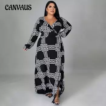 Весенне-осеннее женское платье с цифровой печатью, сексуальное платье с завышенной талией, платья больших размеров L оранжевый