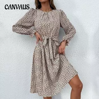 Весенне-осеннее женское платье с длинным рукавом, осеннее платье с галстуком и принтом, модные нижние платья S чёрный