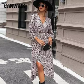 Весенне-осеннее женское платье с длинным рукавом и леопардовым темпераментом, элегантные женские платья с юбкой нестандартной формы S хаки