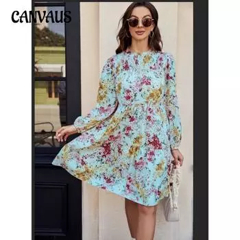 Весенне-осеннее женское платье с принтом, модные свободные платья для торта, платье с длинными рукавами S жёлтый