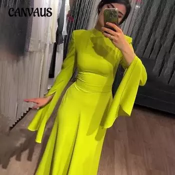 Весенне-осеннее женское платье с рюшами и длинными рукавами и высоким воротником, темпераментные элегантные платья S