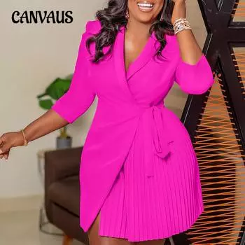 Весенне-осеннее женское платье, стильный костюм, модное плиссированное платье с завязкой на талии, большие размеры S белый