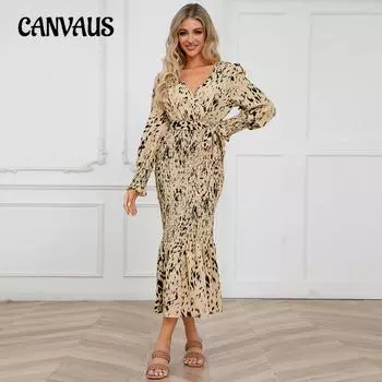 Весенне-осеннее женское платье, тонкая темпераментная юбка с v-образным вырезом и поясом, длинные платья с рыбьим хвостом S абрикосовый