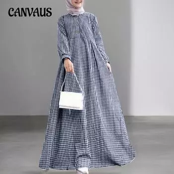 Весенне-осеннее женское платье в винтажную клетку, большие размеры, клетчатые платья-майки S чёрный