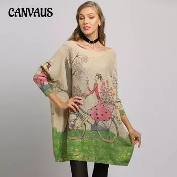 Весенне-осеннее женское трикотажное платье, трикотаж, свободный вязаный свитер больших размеров, верхняя одежда с принтом, пуловер с одним вырезом, свитер One Size белый