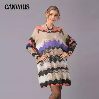 Весенне-осеннее женское вязаное платье, свитер с принтом в стиле ретро, свободный вязаный свитер больших размеров, тонкий пуловер, топы средней длины One Size серый