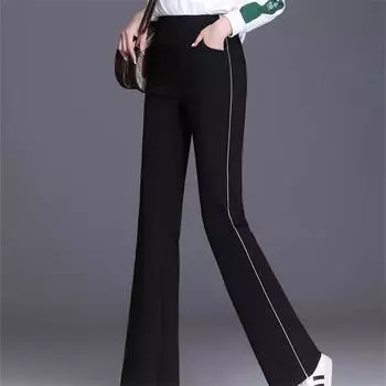 Весенне-осенние эластичные бархатные брюки с высокой талией в стиле Харадзюку, широкие эластичные бархатные брюки-клеш, мешковатые брюки для улицы S чёрный