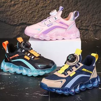 Весенне-осенние детские кроссовки с удобной вращающейся кнопкой, сверхлегкие кроссовки из ЭВА для девочек 28 чёрный