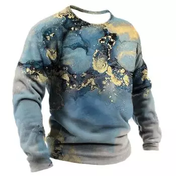 Весенне-осенние имитационные 3D футболки с длинными рукавами для мужчин, повседневные футболки с круглым вырезом, свободная мужская одежда S