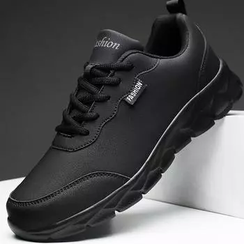 Весенне-осенние кожаные мужские туфли больших размеров с лапшой, мужские туфли 39-48, мужская повседневная спортивная обувь с низким берцем 39 прохладный черный