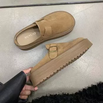 Весенне-осенние ленивые полушлепанцы Баотоу, женские новые туфли на платформе, педали Бокен 35