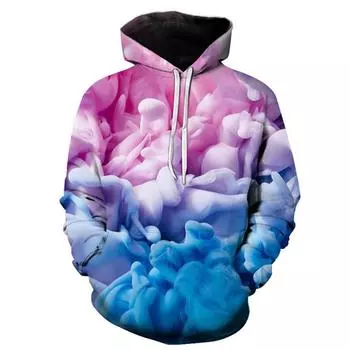 Весенне-осенние модные крутые красочные мужские толстовки с 3d цифровой печатью, повседневный пуловер с капюшоном и длинными рукавами для мужчин, топы, одежда S