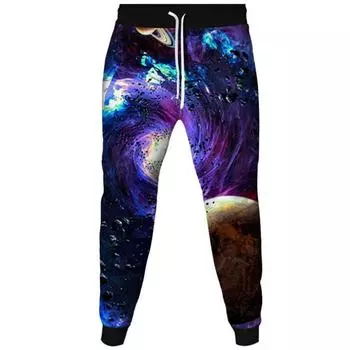 Весенне-осенние мужские брюки, модные брюки, повседневные мужские спортивные штаны со звездным небом, уличная одежда с 3D цифровой печатью, спортивные штаны, мужская одежда S