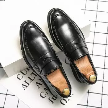 Весенне-осенние мужские деловые перчатки, кожаная обувь, большой размер, простые однотонные лоферы для платья, обувь для жениха на свадьбу 38
