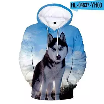 Весенне-осенние мужские милые сибирские хаски, собаки, животные, повседневные мужские толстовки с 3D принтом, модные толстовки с капюшоном, хип-хоп, топы в стиле Харадзюку XS