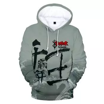 Весенне-осенние мужские толстовки с 3D принтом японского аниме, толстовка большого размера, готический пуловер с длинными рукавами, мужская толстовка, топы в стиле Харадзюку S