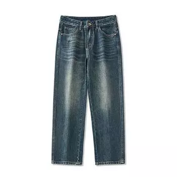 Весенне-осенние новые американские ретро выстиранные джинсы мужские свободные брюки прямого кроя 28 синий