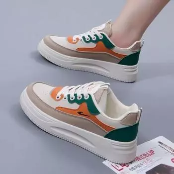 Весенне-осенние новые белые туфли, женская обувь, универсальные туфли для досок, дышащие кроссовки на платформе, модная спортивная обувь 35 серый