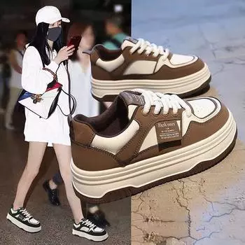 Весенне-осенние новые дышащие универсальные туфли для пап на толстой подошве, повседневная спортивная обувь 35 чёрный