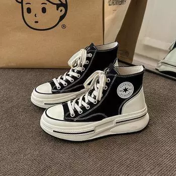 Весенне-осенние новые легко подходящие повседневные женские парусиновые туфли, студенческие туфли на платформе с толстой подошвой, увеличивающие рост, дышащие женские туфли 35