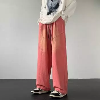 Весенне-осенние новые модные повседневные джинсы в стиле ретро, свободные прямые брюки, однотонные универсальные брюки для мужчин, M-3XL