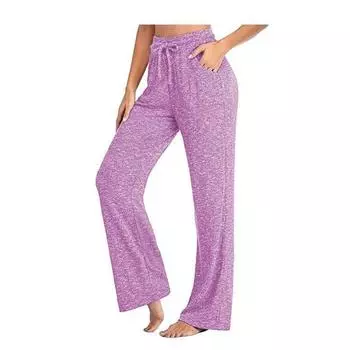 Весенне-осенние новые однотонные модные широкие брюки с эластичной резинкой на талии, женские повседневные свободные брюки с карманами и шнурком S красный