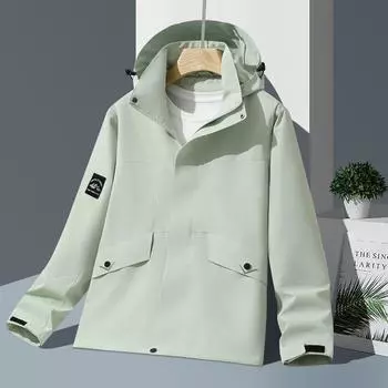 Весенне-осенние новые пары, однослойная съемная твердая куртка с капюшоном для занятий спортом на открытом воздухе, повседневная мужская куртка XXS белый