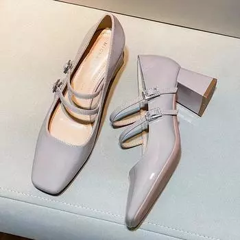 Весенне-осенние новые туфли на высоком каблуке в корейском стиле, квадратный носок и Мэри Джейн, женские туфли 35