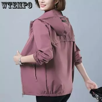 Весенне-осенние новые женские куртки, ветровка с длинными рукавами, пальто для матери среднего возраста, куртка с капюшоном, свободная верхняя одежда L