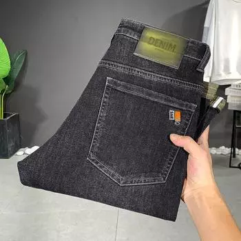 Весенне-осенние обычные мужские эластичные джинсы, мужские винтажные мужские брюки на небольшую ногу, модные 28