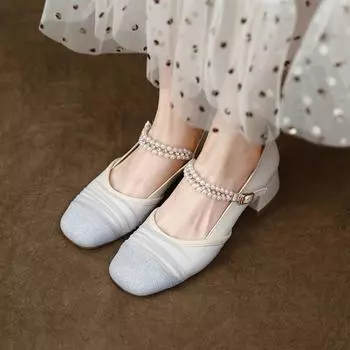 Весенне-осенние повседневные туфли с градиентом и бисером, лоферы 34 белый