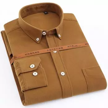 Весенне-осенние повседневные вельветовые рубашки с длинными рукавами, удобная мягкая мужская рубашка на пуговицах стандартной посадки 38