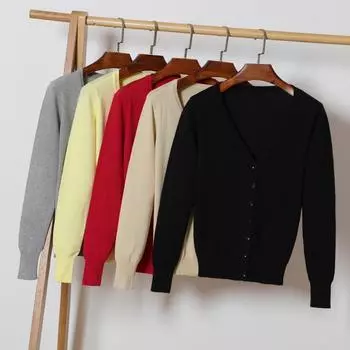 Весенне-осенние свободные наружные свитера, кардиган, свитер, женское короткое тонкое пальто с длинными рукавами M белый