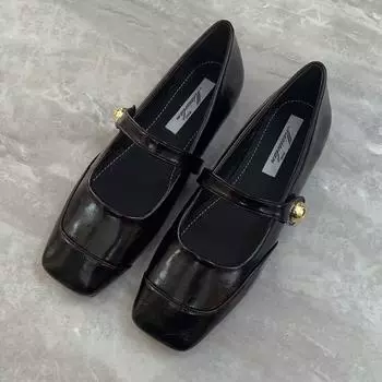 Весенне-осенние темпераментные туфли-лодочки с бантом-камелией, удобные, с мелким вырезом, на плоской подошве, модные туфли-дуду 35 чёрный