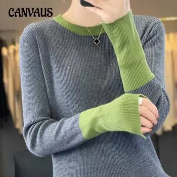 Весенне-осенние тонкие цветные модели с круглым вырезом, женские модные трикотажные топы в пригородном стиле S розовый