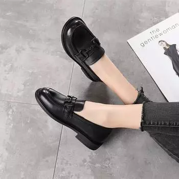 Весенне-осенние туфли из натуральной кожи в британском стиле, большие размеры 43, мягкие туфли с круглым носком и глубоким вырезом, широкие туфли на толстой мягкой подошве 35