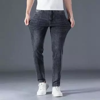 Весенне-осенние удобные эластичные супермягкие джинсы из качественной ткани, мужские маленькие прямые универсальные мужские вещи с высокой талией 28