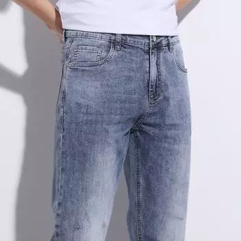 Весенне-осенние уличные легкие джинсы с кошачьей бородой, мужские прямые джинсы, винтажные потертые джинсы, модный бренд, новинка 40
