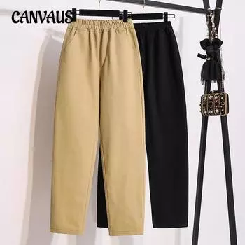 Весенне-осенние женские брюки Брюки больших размеров Свободная рабочая одежда BF Harajuku Wind Ulzzan Trend I Tide Прямые брюки Широкие брюки S чёрный