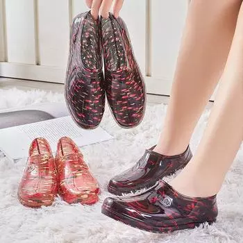 Весенне-осенние женские дождевики с низким вырезом, модные кухонные рабочие нескользящие водонепроницаемые резиновые туфли 41